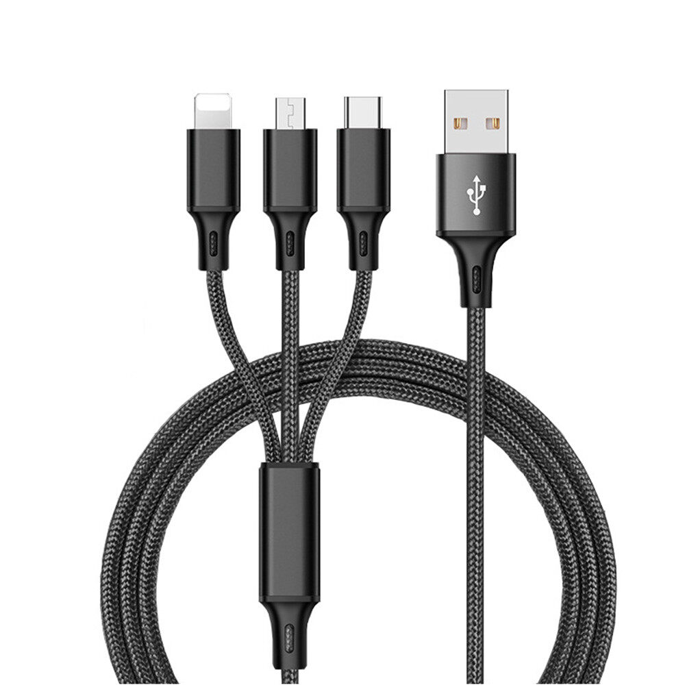Kebidumei 6a 100w fast charging cord 3 in 1 retractable micro usb type c 1m charge cable multi usb charger cable for hua wei