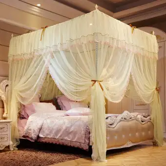 2 2x1 8m Princess 4 Poster Bed Square Mosquito Net Insect Protect 4 Poster Bed Square Mosquito Net Insect
