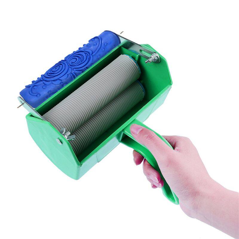 【Ready Stock】5  Patterned Paint Roller Decorative Texture Roller with Single Color Painting Machine,5inch Embossed Plastic Handle
