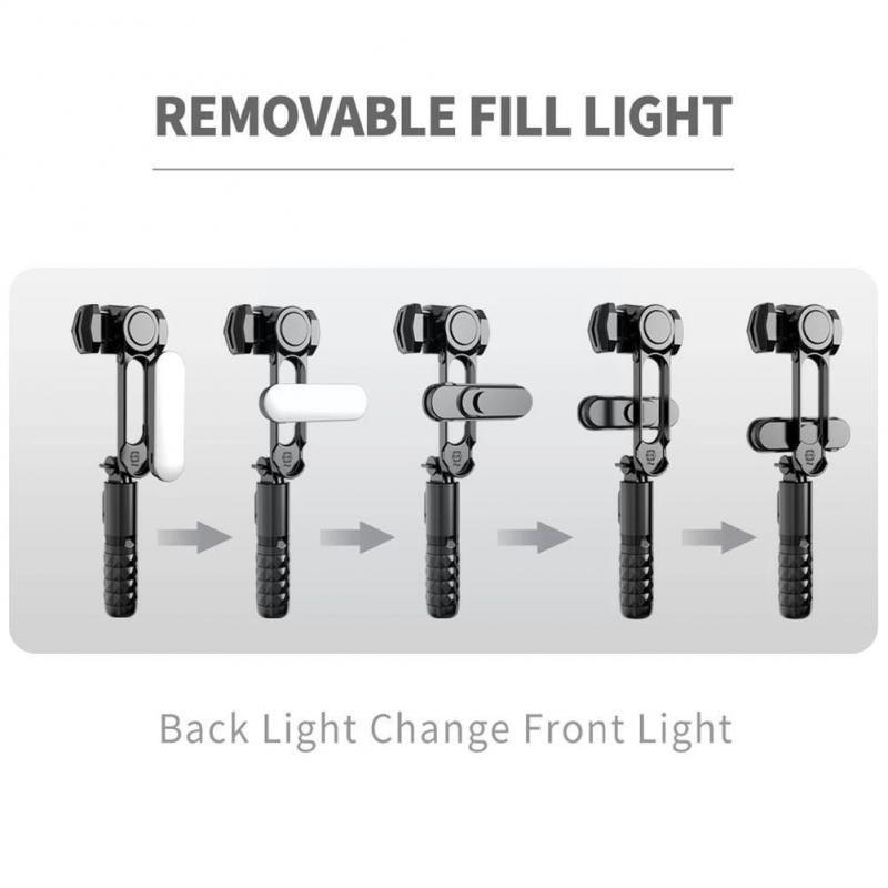 Zeallion Bộ Ổn Định Mini Gimbal Cầm Tay Bluetooth Không Dây Giá Đỡ Ba Chân Gậy Selfie Với Đầu Chân Máy Đèn Chiếu Sáng Phụ Có Thể Tháo Rời Phụ Kiện