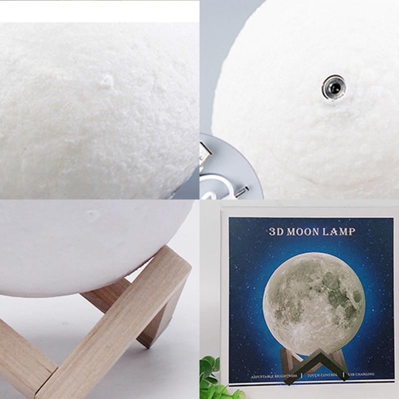 YONUO Đèn ngủ mặt trăng 3D  ánh sáng kép lãng mạn trang trí phòng ngủ 8/10/12/15/18/20cm-INTL