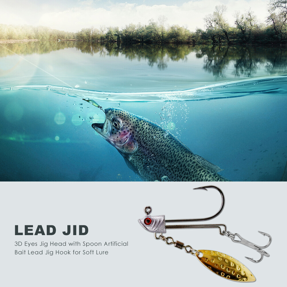 (Sẵn Sàng) Đầu Jig Mắt 3D Với Muỗng, Móc Mồi Giả Mồi Câu Mềm