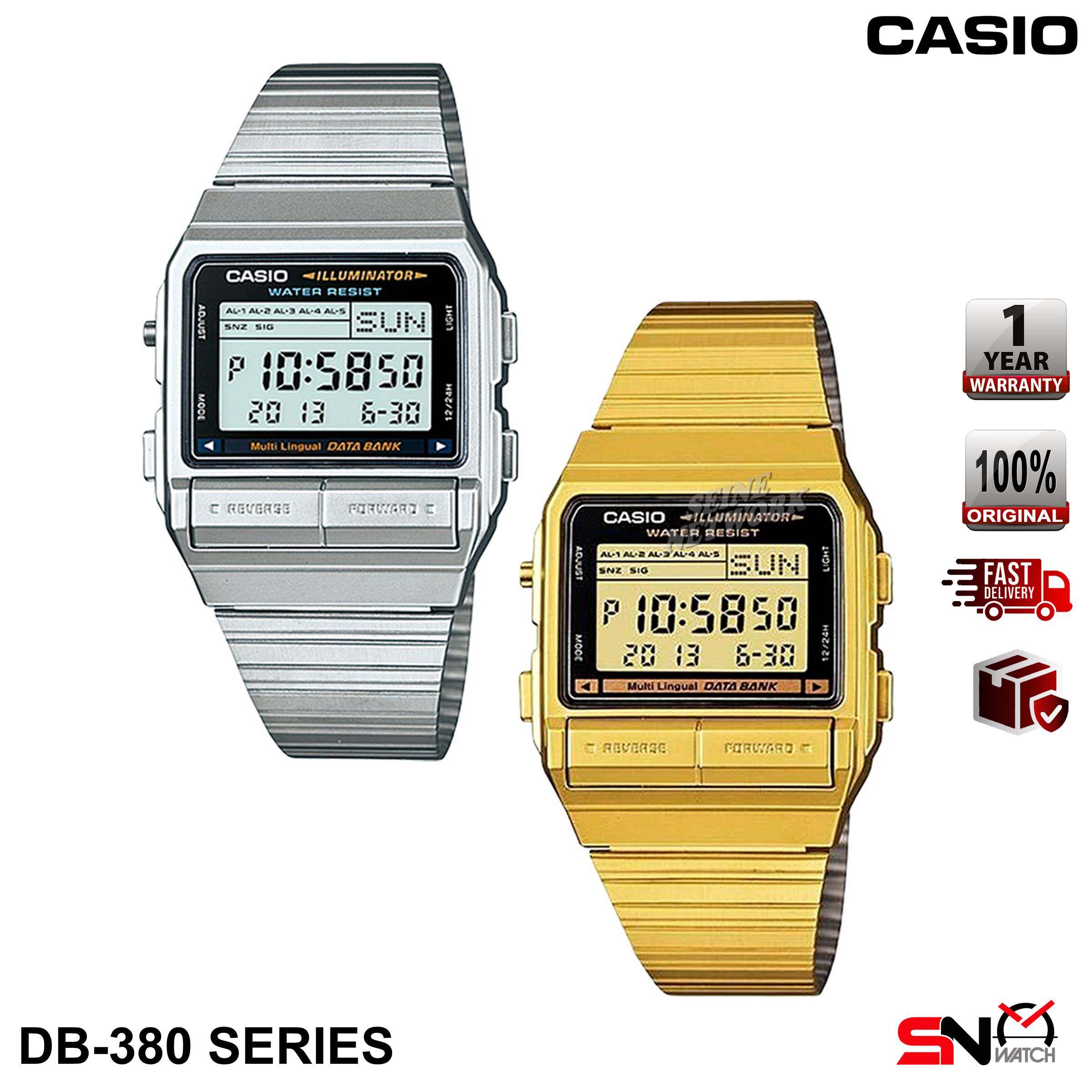 Casio DB 380 DB 380G Data Bank Series Digital Stainless Steel Band Unisex Watch Jam Tangan Unisex Lazada