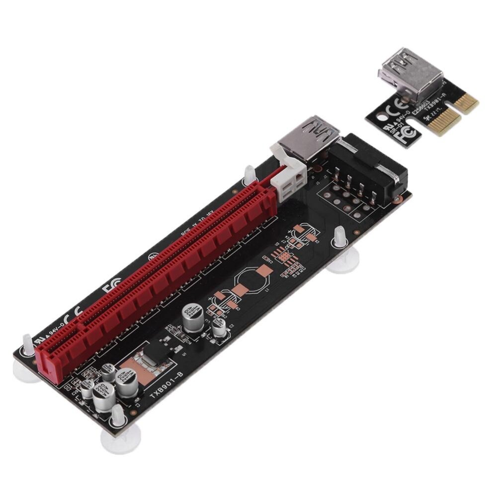 Thẻ Mở Rộng PCI-E Express 1x Đến 16x, Cáp 4Pin USB3.0 Cho BTC Miner