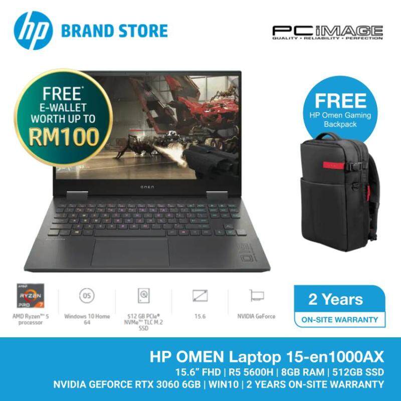 HP Omen 15-EN1000AX 15.6 Gaming Laptop/Notebook (AMD Ryzen 5, 8GB, 512GB, RTX 3060, W10) - Black Malaysia
