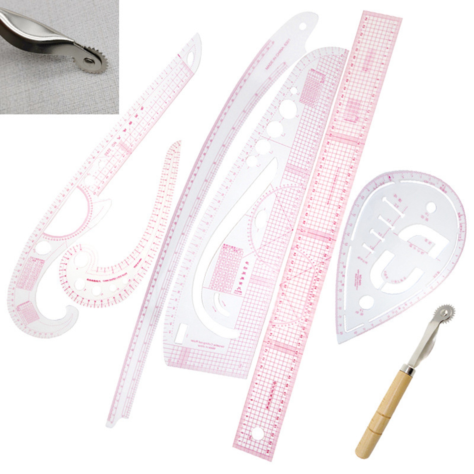 Sewing Ruler Set High Transparency Built in Scale Bendable Flexible Plastic Clear Sewing Accessories for Tailors