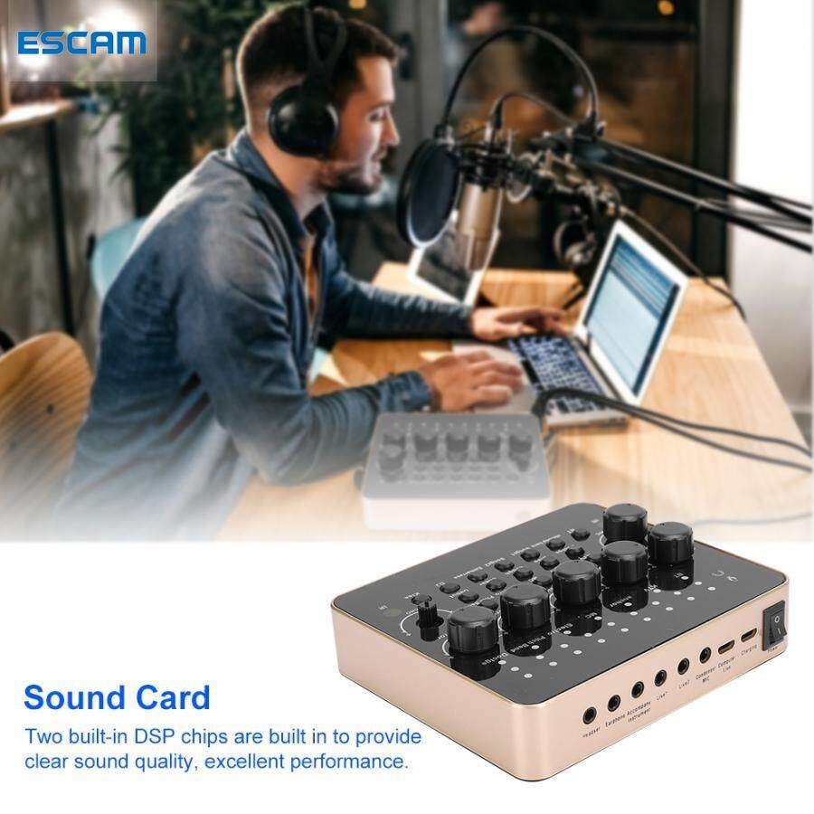 【Ready Stock】ESCAM Sound Card V10 Soundcard For Recording V10 Audio USB
