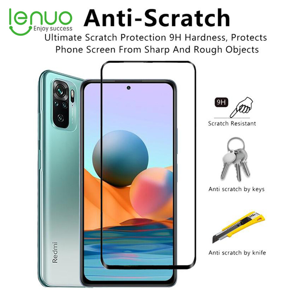 Lenuo Tempered Glass for Xiaomi Redmi Note 10 Pro Max Full Cover Screen Protector Anti-Explosion 9H Complete Covering Full Glue Glass Protective Film