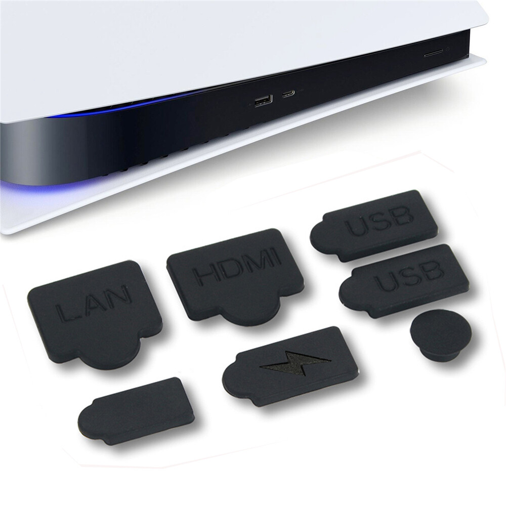 Bộ Nút Chống Bụi silicon 7 chiếc cho PlayStation 5 vỏ bọc chống bụi chống nắp chống bụi Giao diện tương thích USB HDMI cho bảng điều khiển trò chơi ps5