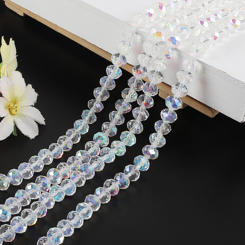 65pcs/Bag 8mm Rondelle Austria Faceted Crystal Glass Beads Loose Spacer Beads for Jewelry Making Charms Craft Beads Accessories