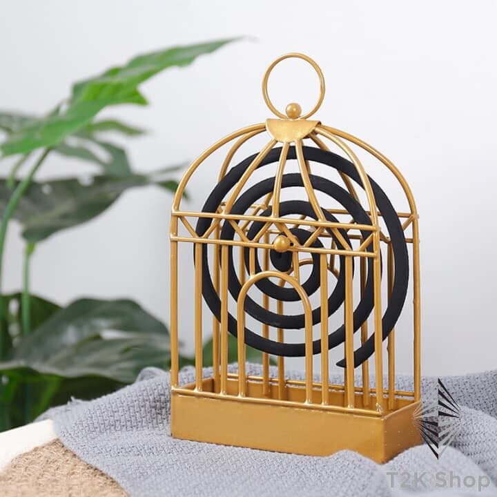 Đế đốt nhang muỗi hình lồng chim - lồng treo hương bắt muỗi - chất liệu kim loại tiện dụng