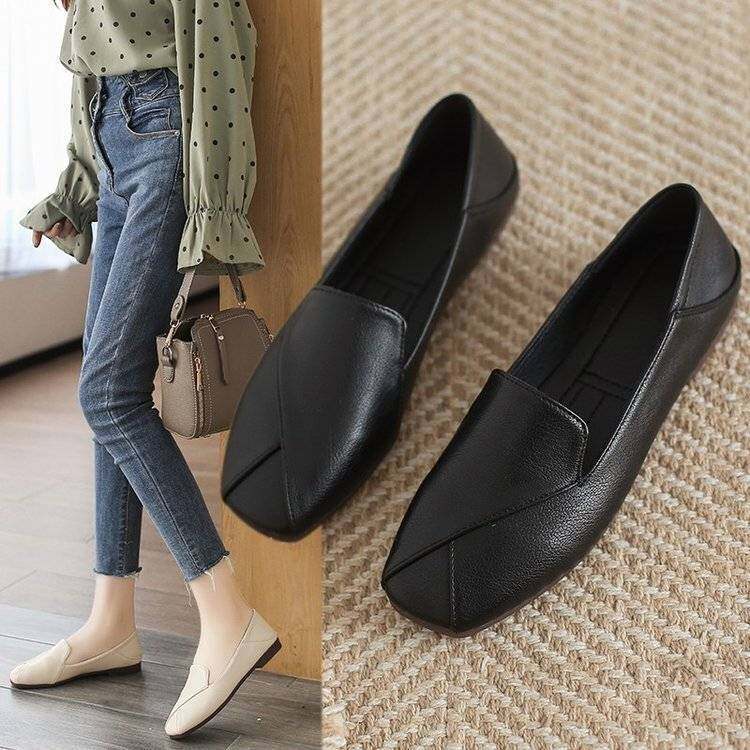 Giày Lười Giày Nữ Giày Đế Bằng Cổ Điển Hàn Quốc Cho Nữ Đơn Giản Thanh Lịch