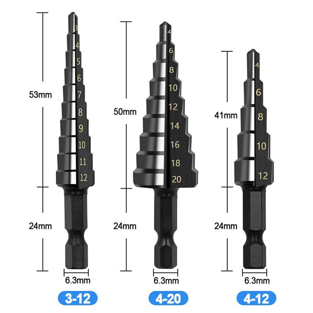 Practical Step Drill Bit Black HSS Steel Durable High Quality Practical