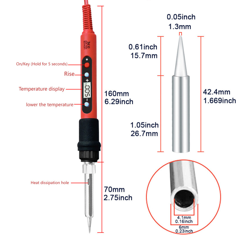 80W Soldering Iron Kit Adjustable Temperature LCD Solder Welding Tools Ceramic Heater Soldering Tips Tweezers Soldering Wire