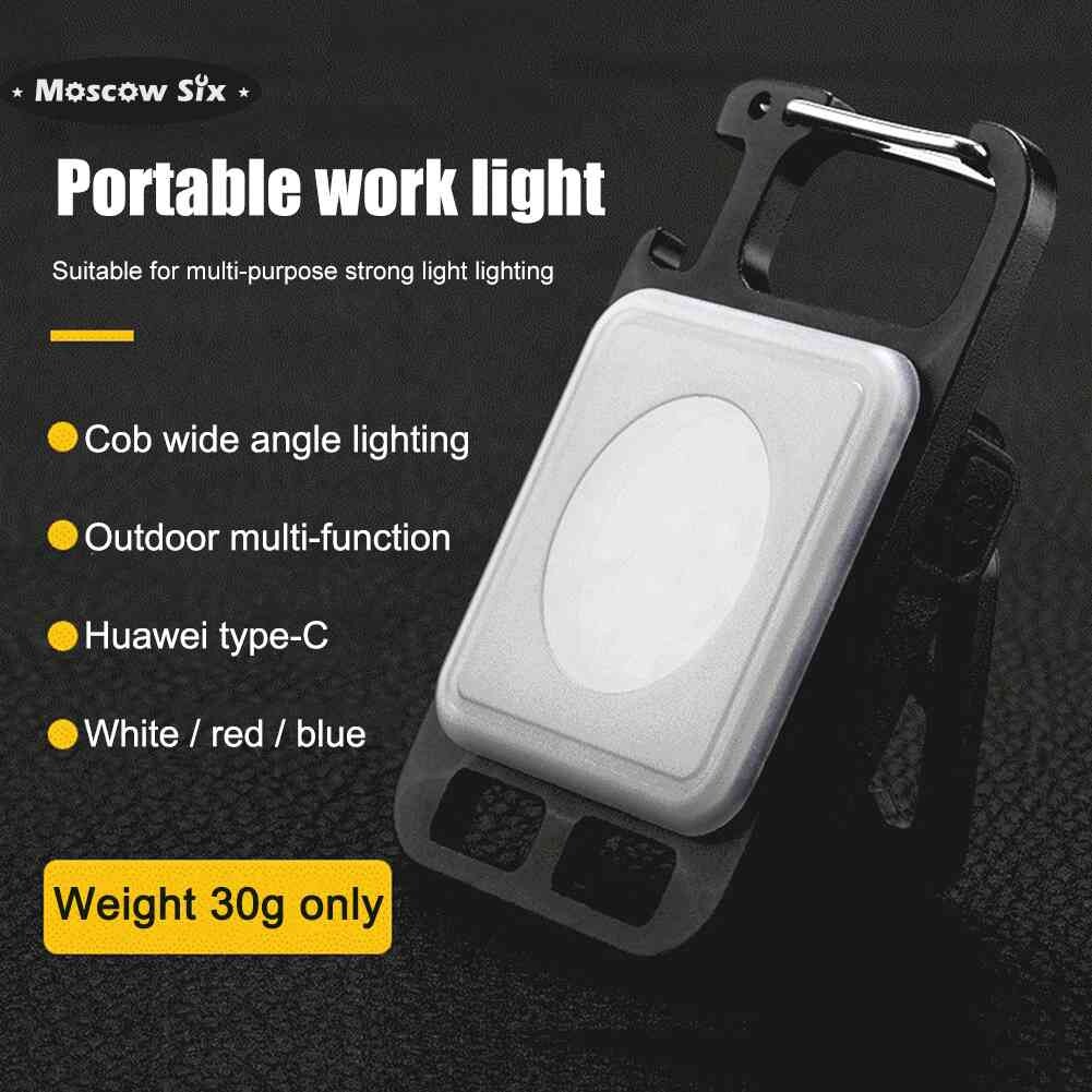 Mini LED Keychain Flashlight Pocket Outdoor Camping Work Light Corkscrew