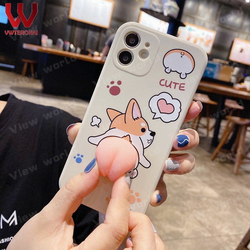 3D Squishy Pinch Soft Case For Iphone 6S Plus Iphone 7 8Plus XR XS Max Iphone 11 Pro Max  12 Pro Max 13 Pro Max 14 pro max 15 pro max 14 plus 15 plus Crayon Shin-chan Corgi Funny Shockproof Phone Back Cover Case