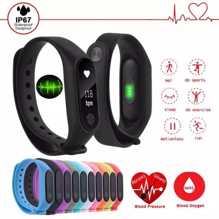 Vòng Tay thông minh M2 Cổ Tay Đồng Hồ Thông Minh MÀN HÌNH OLED Theo Dõi Đo Sức Đi Bộ Thể Thao Huyết áp nhịp Tim Giấc Ngủ