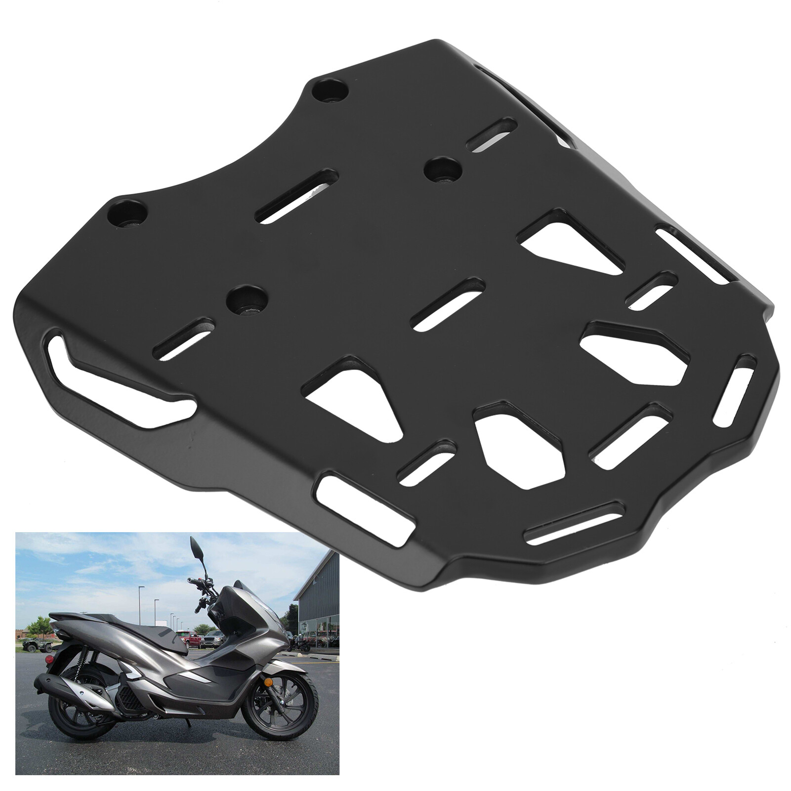 Motorcycle Luggage Carrier Stable Characteristics Aluminum Alloy Motorcycle Luggage Holder Black for Motorcycle Motorcycle Replacement Parts