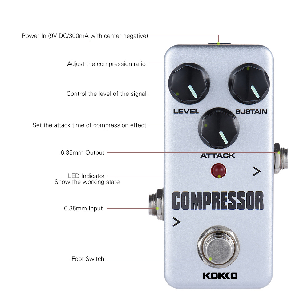 [ammoon]quà bí mật KOKKO Bàn Đạp Nén Khí Mini FCP2 Bàn Đạp Hiệu Ứng Ghi Ta Cầm Tay