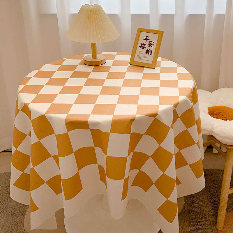 Nordic Style British Plaid Flannel Tablecloth Ins Light Luxury Retro Round Tablecloth Coffee Table Cover Towel Dust-proof Table Cloth