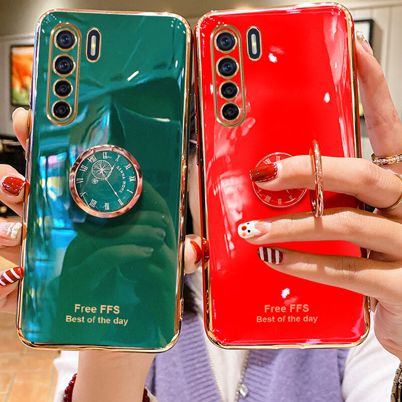 Ốp Lưng LIFEBELLE Dành Cho Ốp OPPO Reno3 / A91 Giá Đỡ Có Nhẫn Đeo Ngón Tay, Ốp Mạ Siêu Mỏng Sáng Bóng Sang Trọng Ốp Điện Thoại Bé Gái Silicone TPU Mềm Vỏ Bảo Vệ Điện Thoại Chống Sốc
