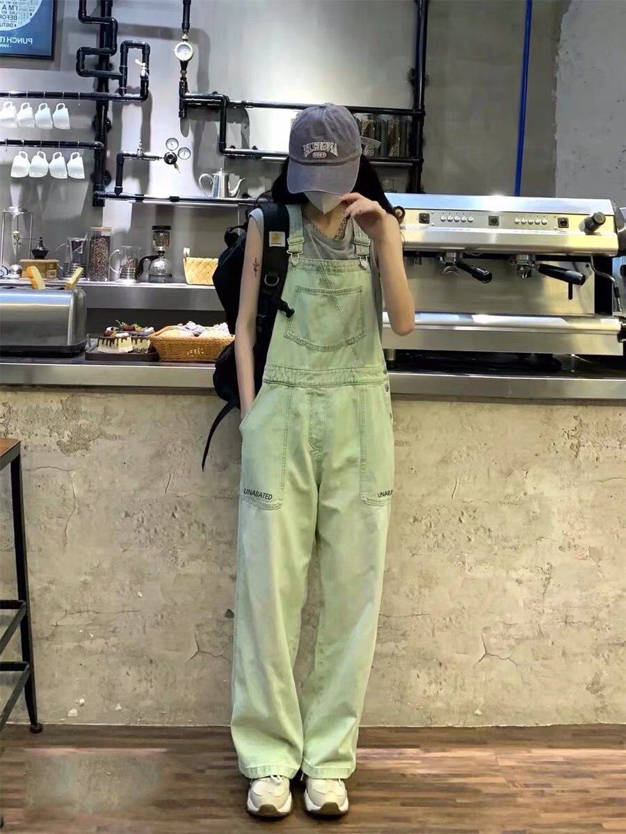 TOFASHIONS jumpsuit women korean style Women Overalls Jeans New High Waist  Cropped Pants Fashion Oversized Loose Denim Suspender Rompers Full Length  Jumpsuit Trousers Jeans Untuk Perempuan