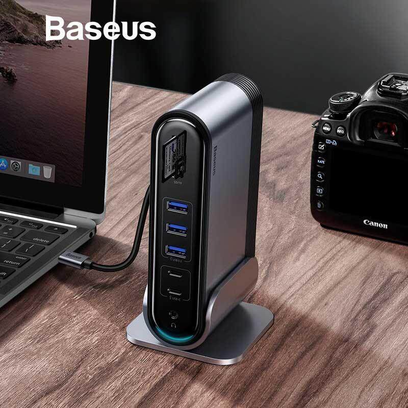 Baseus USB C HUB Type C to Multi HDMI USB 3.0 with Power Adapter Docking Station for MacBook Pro RJ4