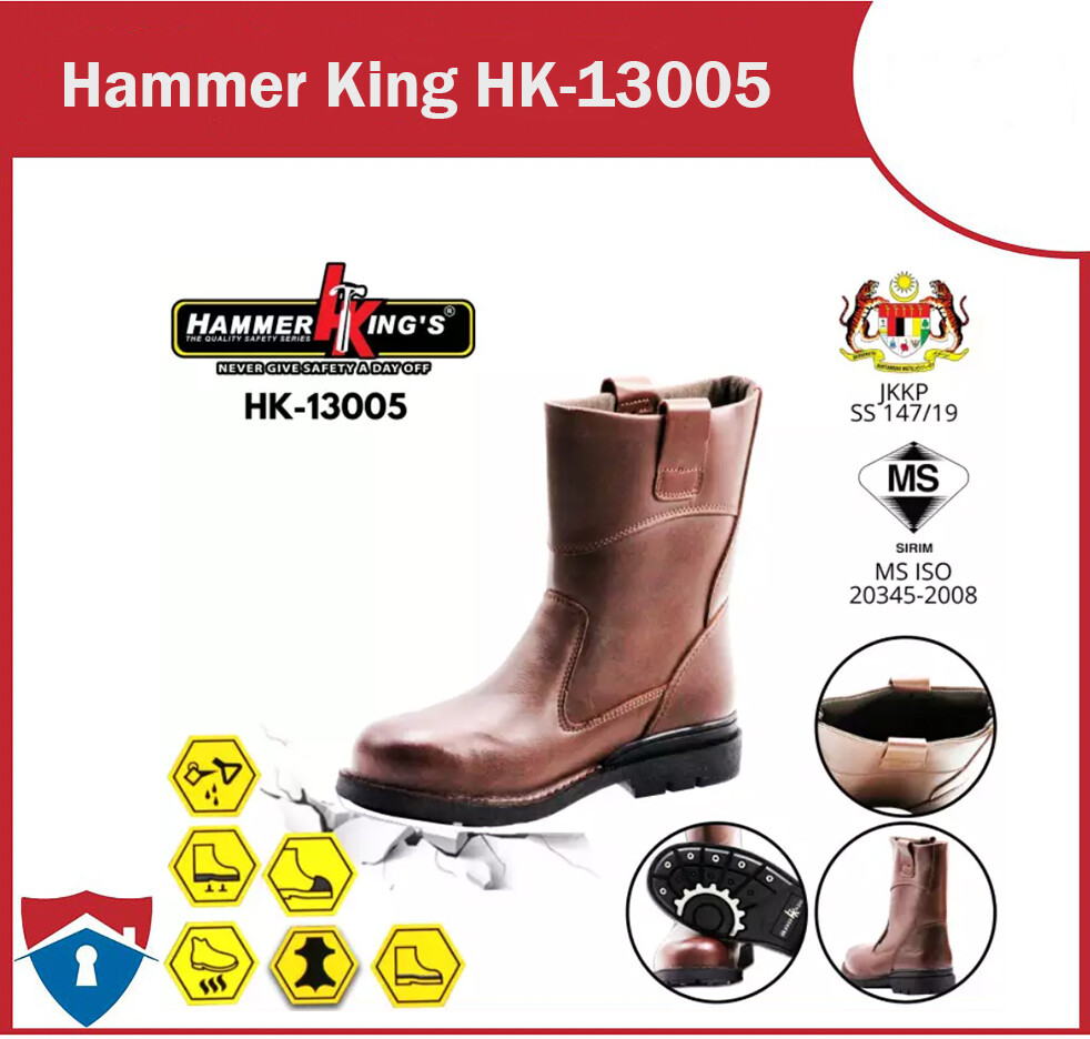 Hammer King [ 13005 ] Brown HighCut Safety Boots Lazada