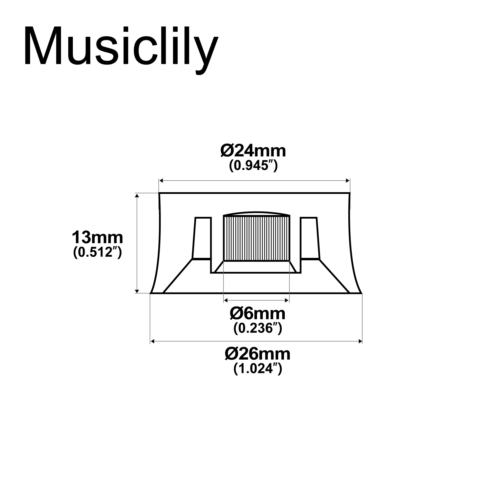 Musiclily Basic Metric Coarse 18-Spline Speed Control Knobs for Epi Les Paul Style Electric Guitar Split Shaft Pots (Set of 4)