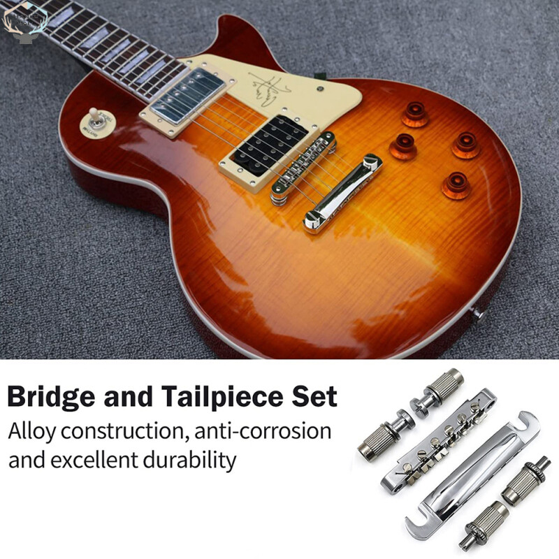 HK 1 Set Guitar Bridge Tailpiece Kit With Studs Upper Lower String Bridge Compatible For Les Paul Sg Electric Guitar