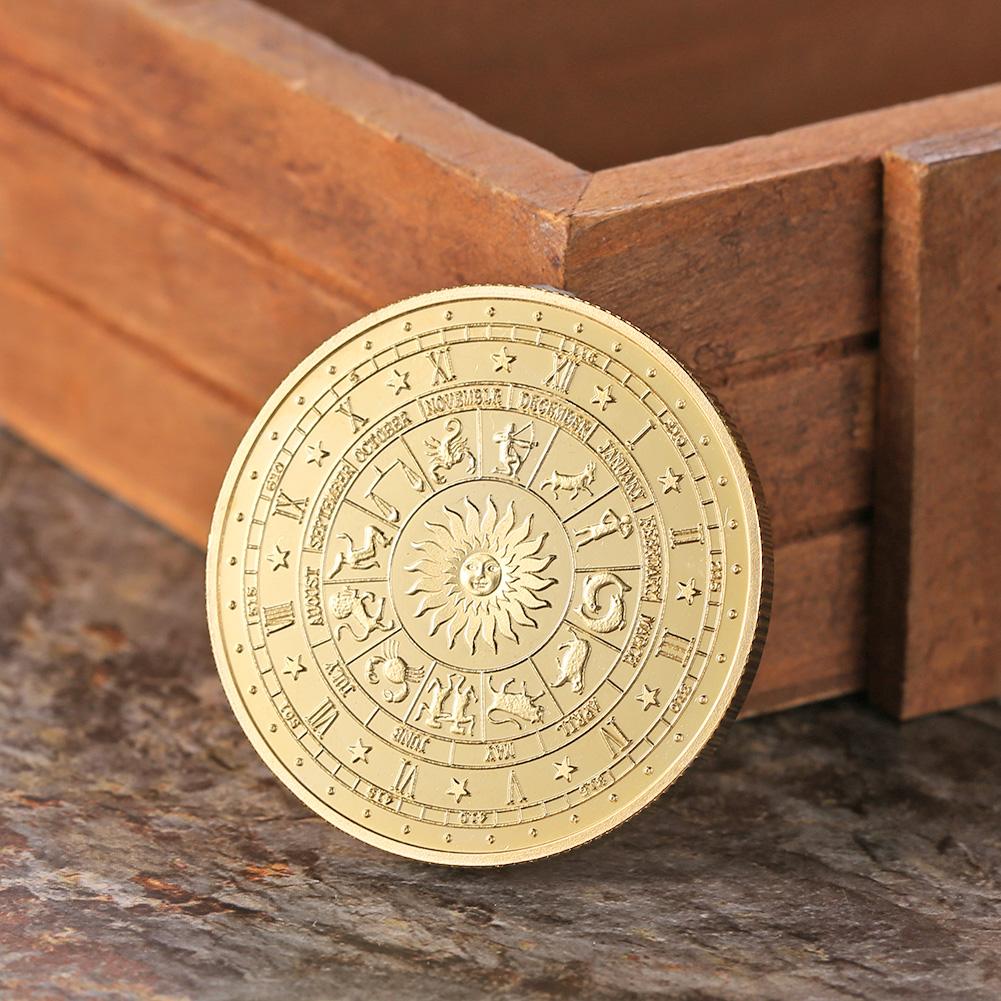 12 Constellation Gold Plated Physical Commemorative Coin Collectible Gift