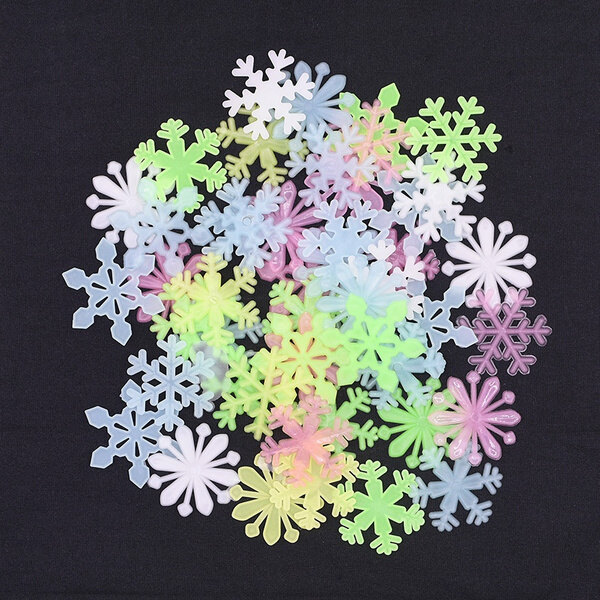 🎄Ready Stock🎄50pcs Christmas 3D Snowflake Luminous Wall Sticker Glow In The Dark Wall Decal#1