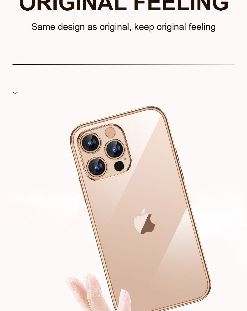 Luxury Electroplating Frame Case for Iphone 11 12 13 Pro Max Shockproof Transparent Silicone Case for Iphone 7 8 Plus Casing XR Xs Max Lens Protective Soft Back Cover for SE 2020