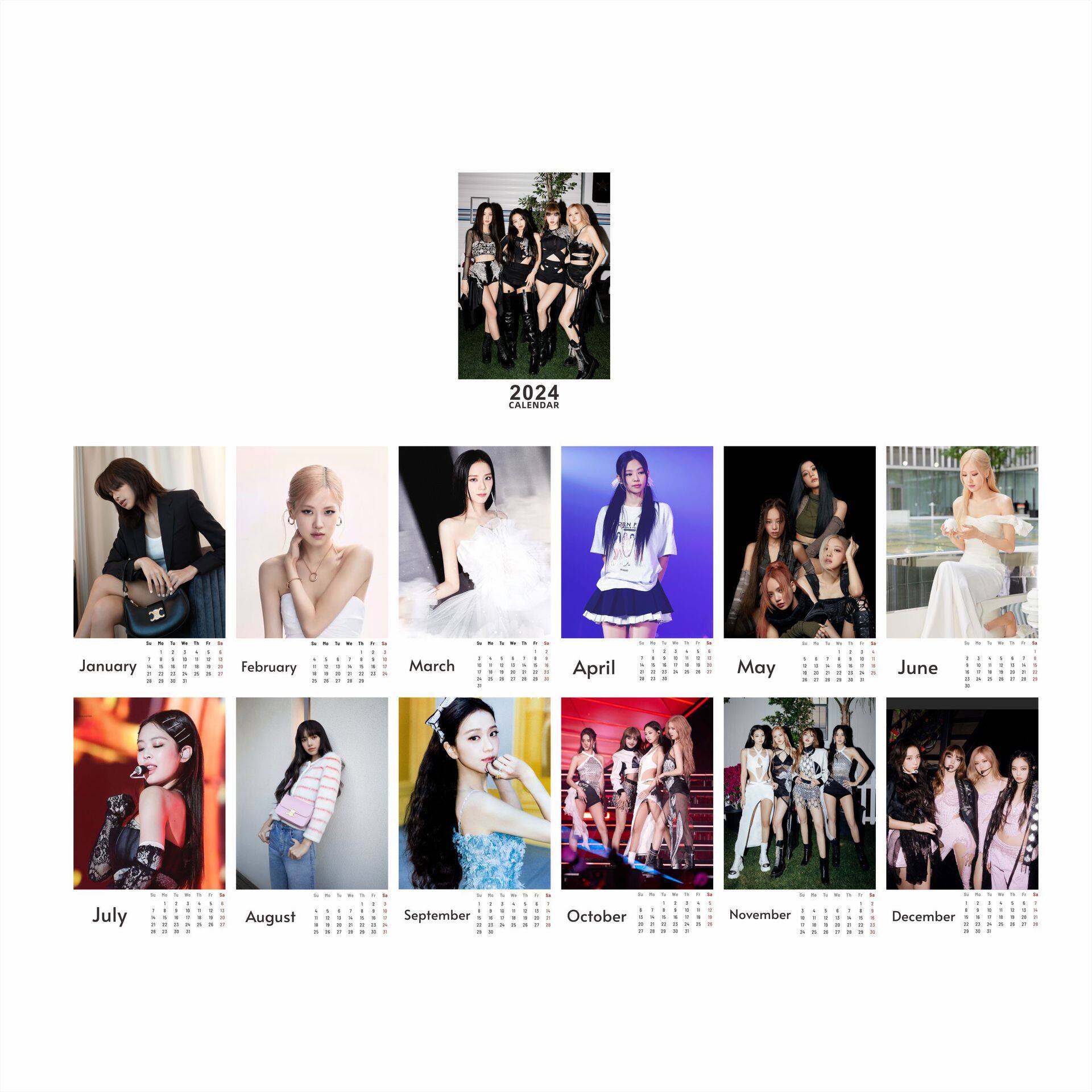 2024 calendar bts jungkook blackpink twicce gidle kpop fans new year photo desk calendar