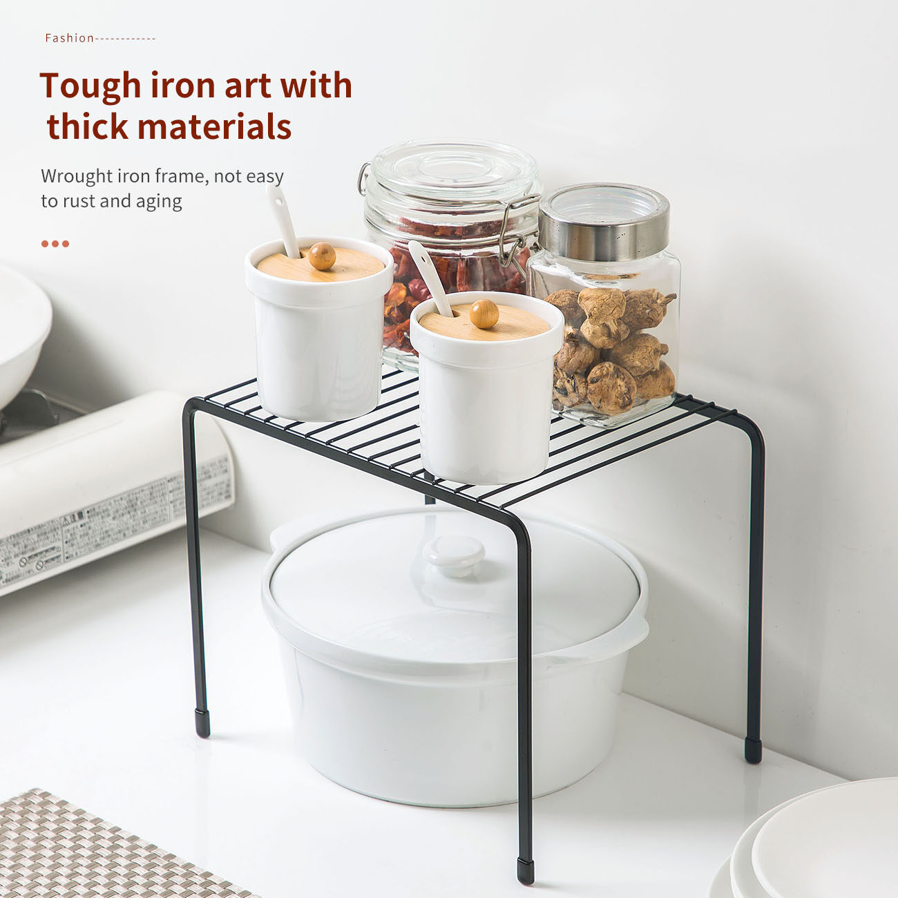 CNMF Iron Spice Rack Kitchen Desktop Storage Rack Sink Tableware Shelf