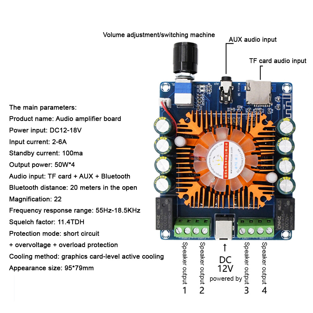 DM Bảng Mạch Khuếch Đại Công Suất Kỹ Thuật Số Bluetooth Cải Tiến Âm Thanh Xe Hơi 50W * 4