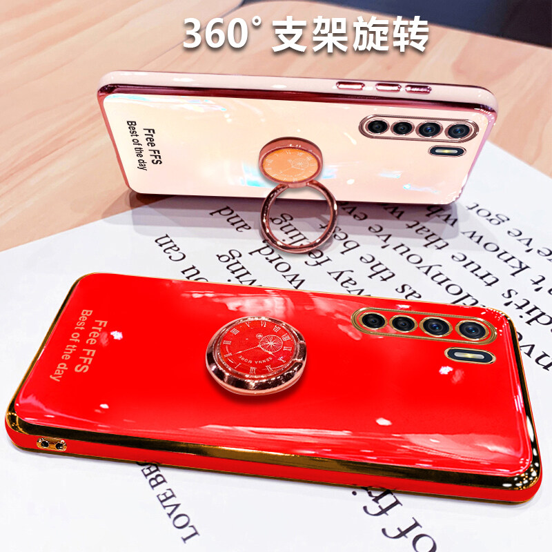 Ốp Lưng LIFEBELLE Dành Cho Ốp OPPO Reno3 / A91 Giá Đỡ Có Nhẫn Đeo Ngón Tay, Ốp Mạ Siêu Mỏng Sáng Bóng Sang Trọng Ốp Điện Thoại Bé Gái Silicone TPU Mềm Vỏ Bảo Vệ Điện Thoại Chống Sốc