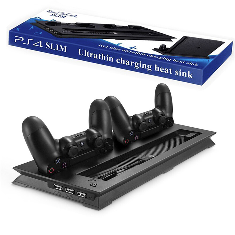Đế Đứng Mỏng Cho PS4 Có Quạt Làm Mát Đế Sạc Bộ Điều Khiển Đế Sạc Cho Play Station 4 Slim Phụ Kiện Trò Chơi