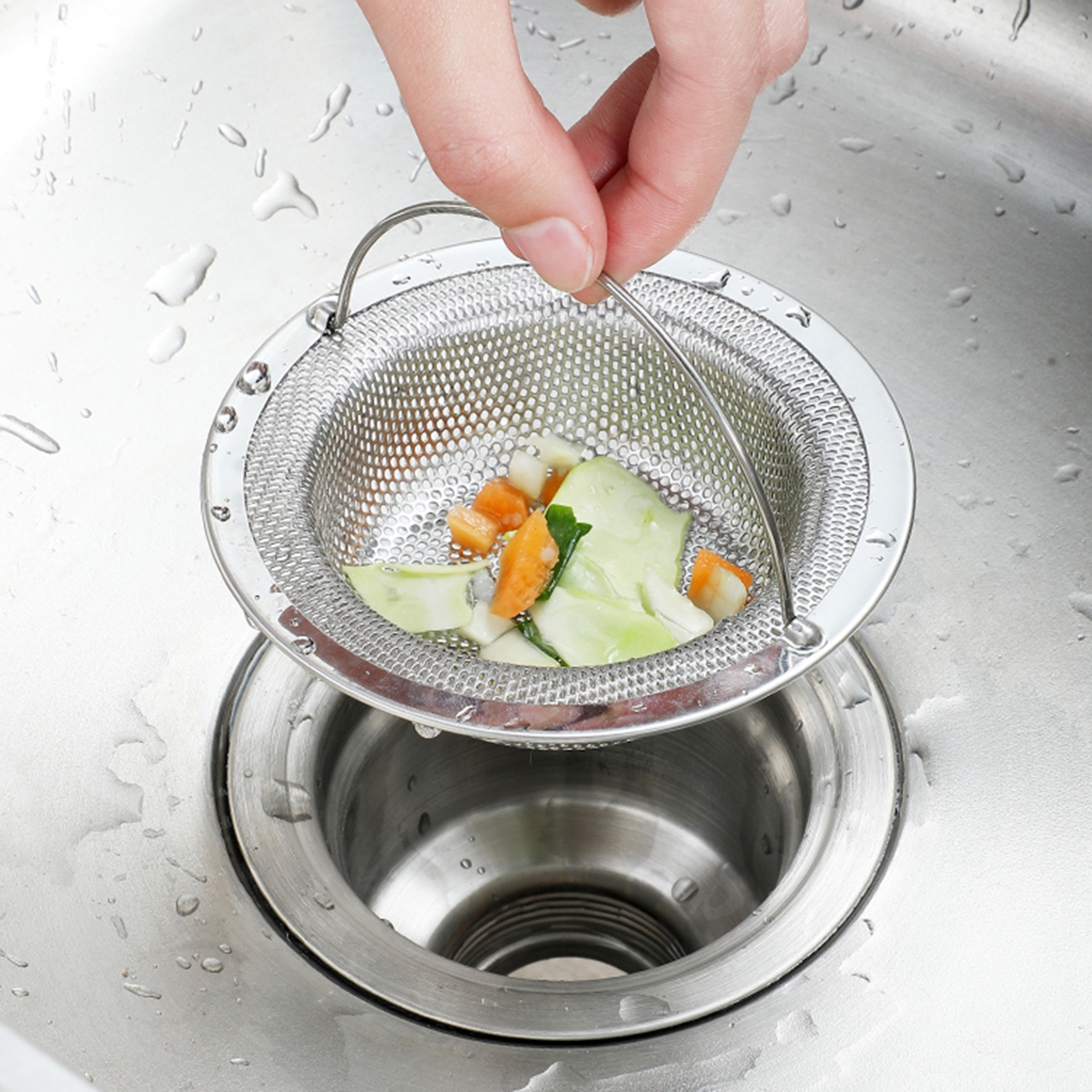 LITCHII Kitchen with Handle Bathroom Filter Fine Mesh Waste Stopper Colander Sink Drain Strainer Basket Catcher