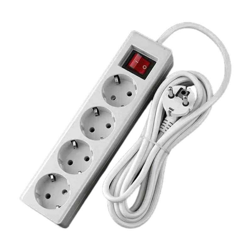 EU Standard German Type Extension Socket Power Strip 2 Pin Plug Multiple Hole Outlet Adapter With LED Indicator Switch