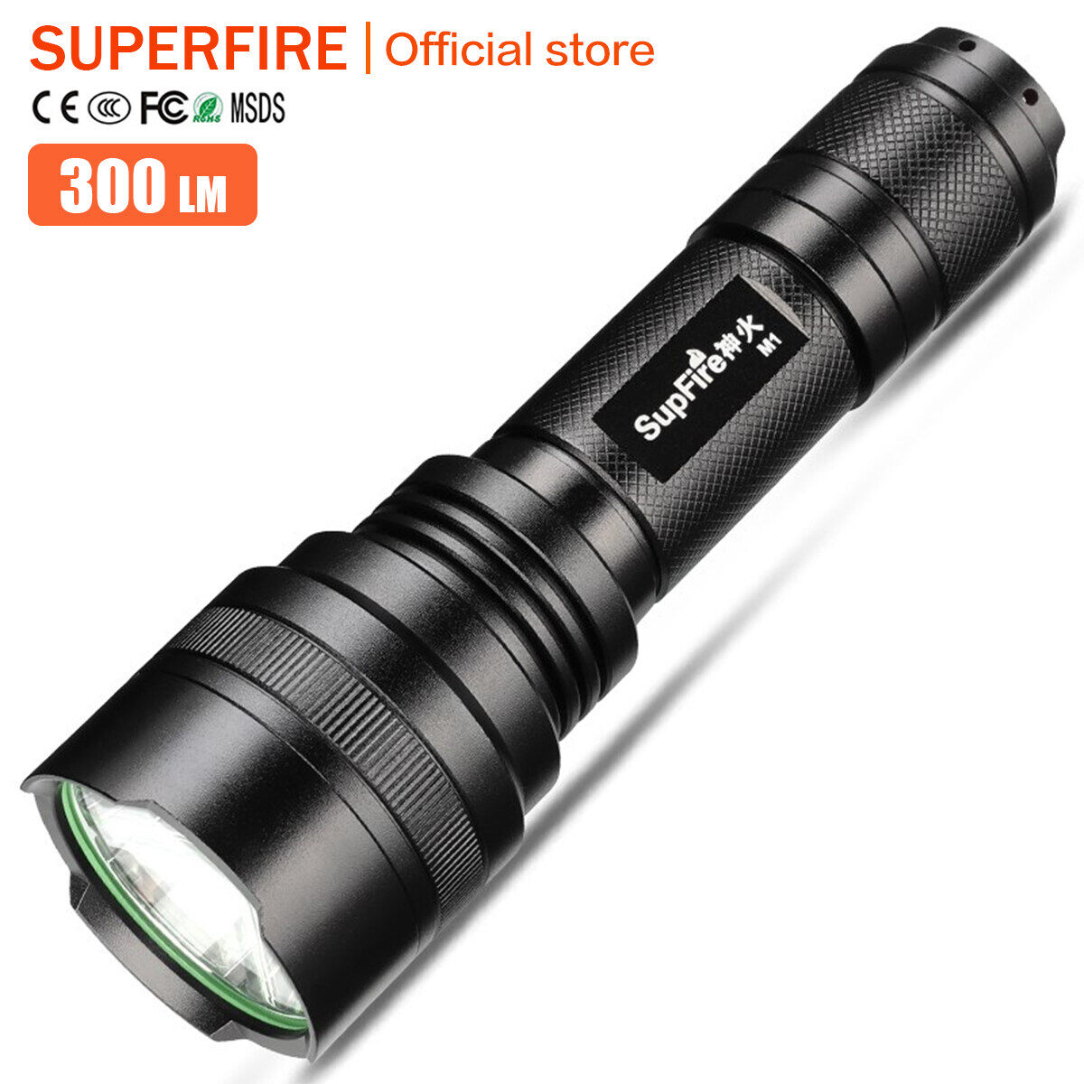Superfire Đèn Pin M1 Đèn pin Led có thể sạc lại 300 Lumens Siêu Sáng Xách Tay Torchlight Không Thấm Nước M2 Đèn Pin Ngoài Trời