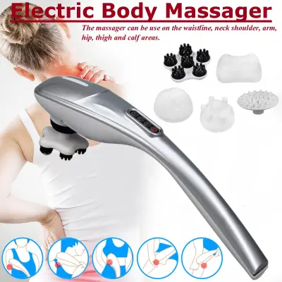 Electric Neck Massager Handheld Hammer Infrared Massage Back Waist Leg Body Relax Cervical Vertebra Roller Massage Stick（wired）