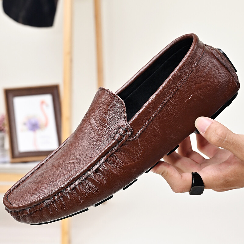 High Quality Genuine Leather Men's Shoes 2022 New Men's Loafers Outdoor  Casual Work Shoes Formal Business Leather Shoes Men's White Black 38-47  Size