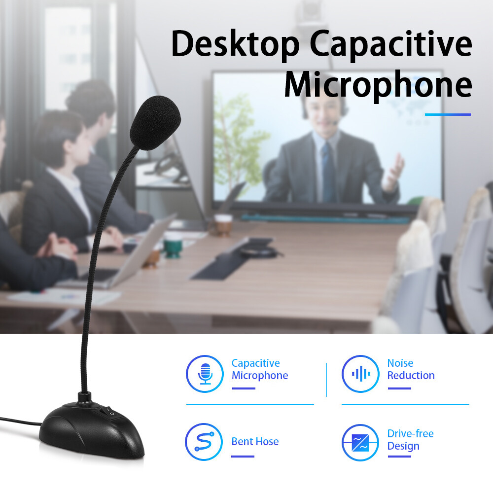 Micro Máy Tính Micro Điện Dung Để Bàn Micro Có Dây, Giao Diện 3.5Mm, Dành Cho Hội Nghị Bài Giảng Trò Chuyện Bằng Giọng Nói