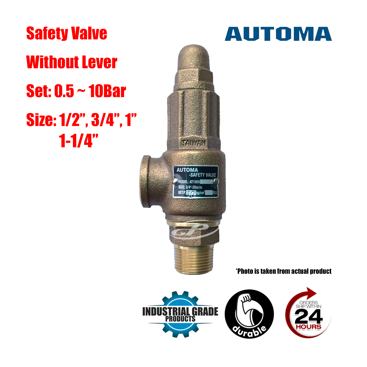 Soupape De Surpression (Pressure Relief Valve) 3/4" 150 PSI - Corps Bronze Sans Plomb, Certifiée