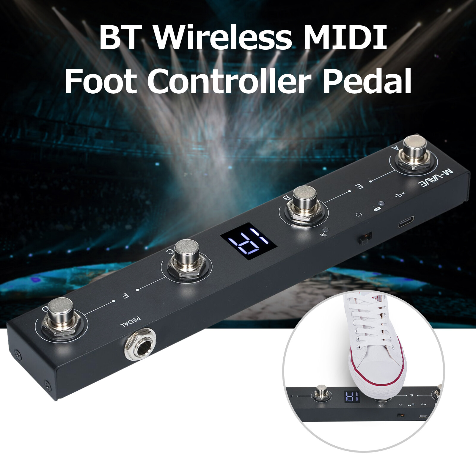 M-VAVE Chocolate BT Wire-less MIDI Controller Rechargeable 4 Buttons Portable MIDI Foot Controller Pedal APP Control