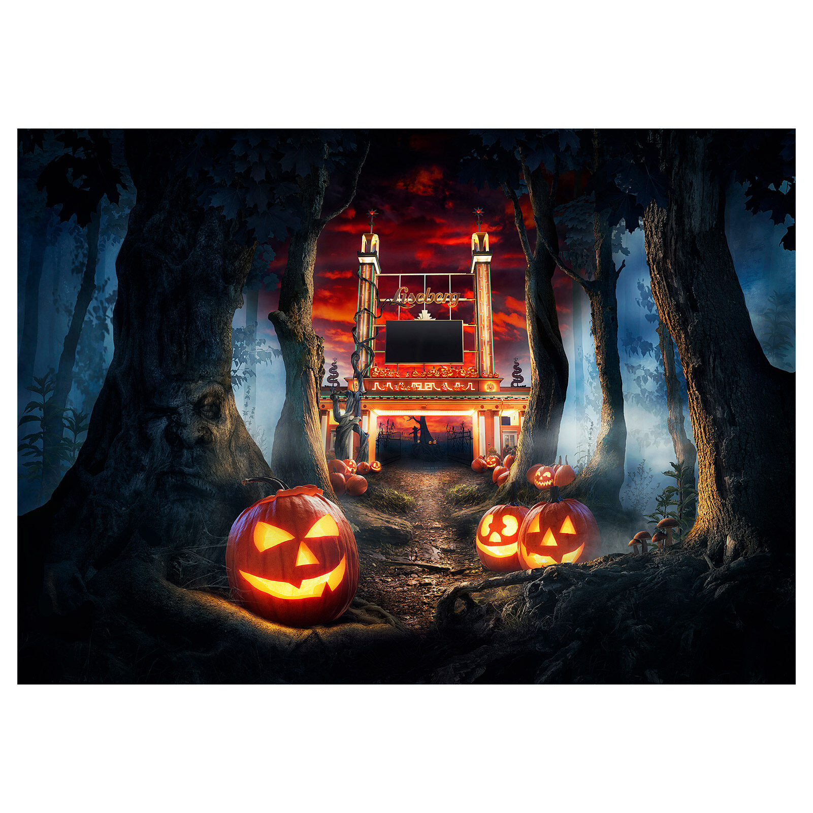 Andoer Halloween Theme Photography Background Portrait Photography Backdrops with Pumpkin Pattern Photo Studio Props for Portrait Photos Party Decoration, Size 2.1 * 1.5m/ 7 * 5ft