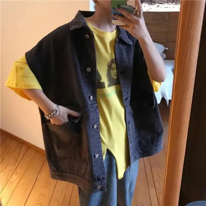 mens denim sleeveless jacket