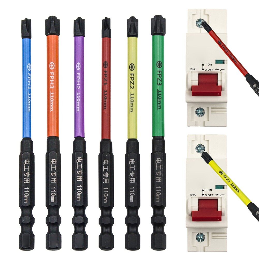Unnicoco 6Pcs FPH FPZ Screwdriver Bits 110mm Special Cross Screwdriver Bit For Socket Switch, Circuit Breakers, Air Switches, Socket Panels