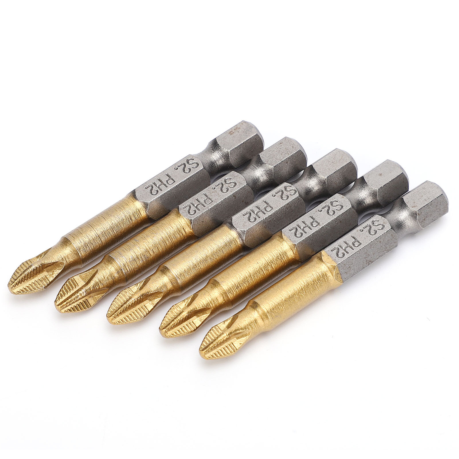 5pcs 50mm PH2 Head Screwdriver Bits Set Anti-skid 1/4 Inch Hex Shank